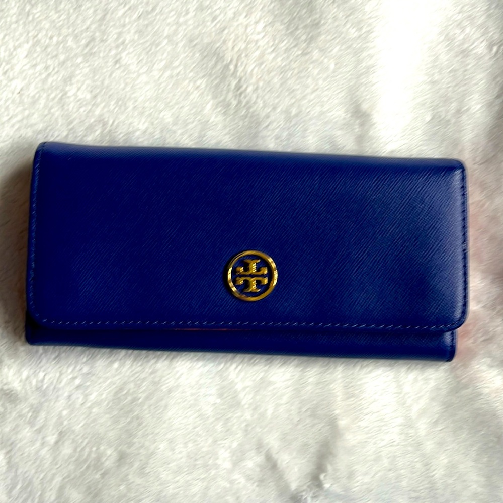 Tory Burch Blue Wallet with Gold Accent